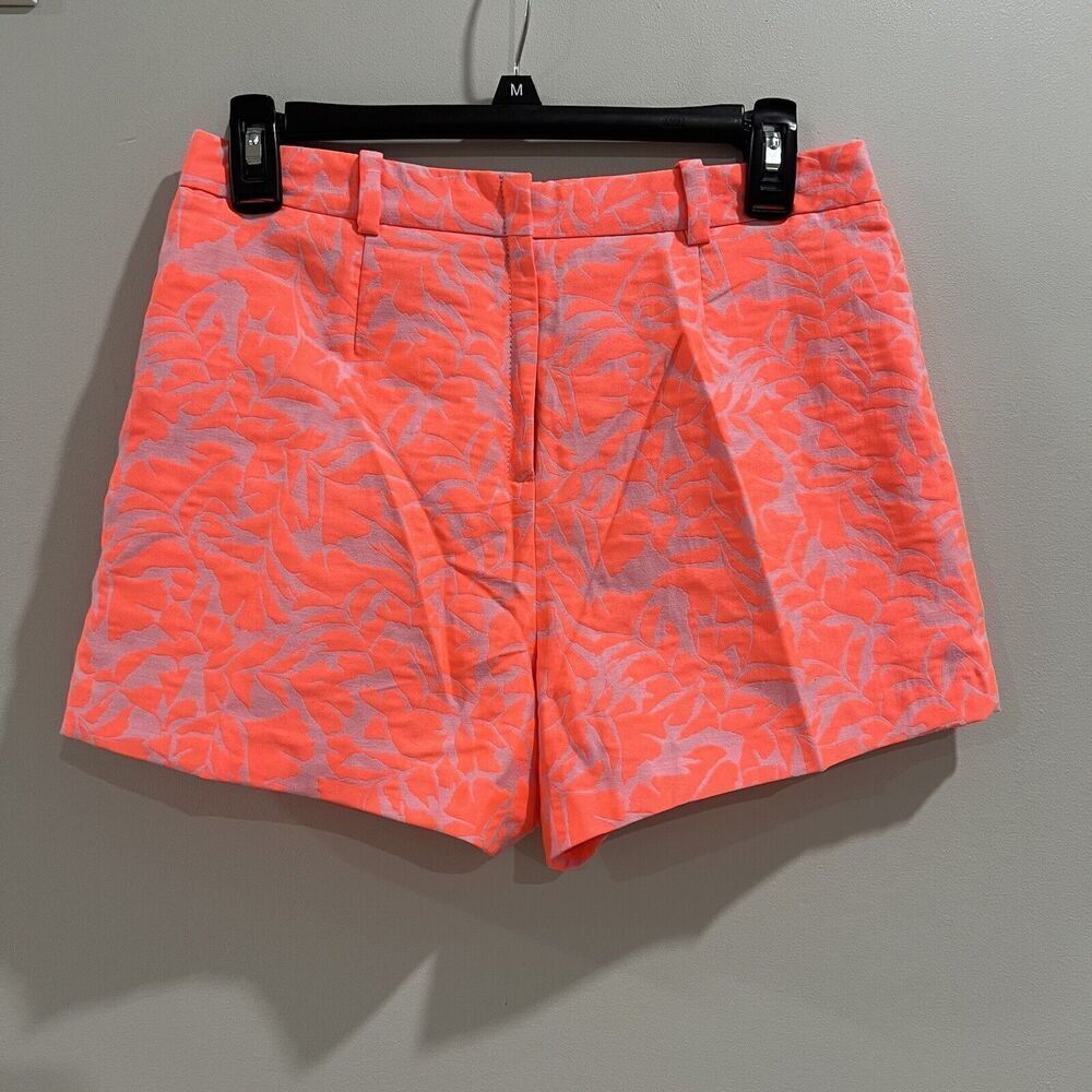 J. Crew Neon‎ Orange Floral Print Mini Shorts Size 4 Style A6066 High Rise